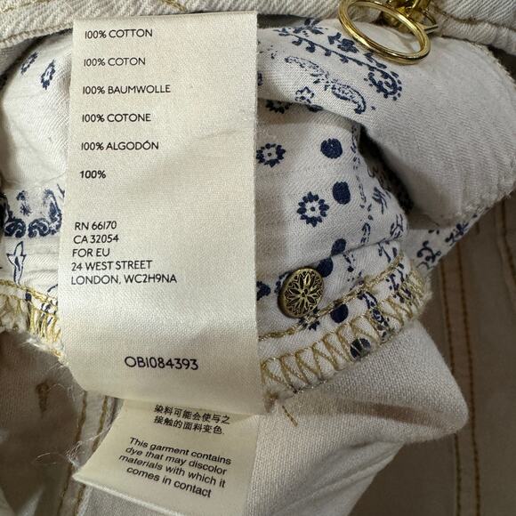 Free People SZ 8 Sunkissed Jean Overalls Zip-Front Frayed Hems Beige We the Free - Picture 12 of 12